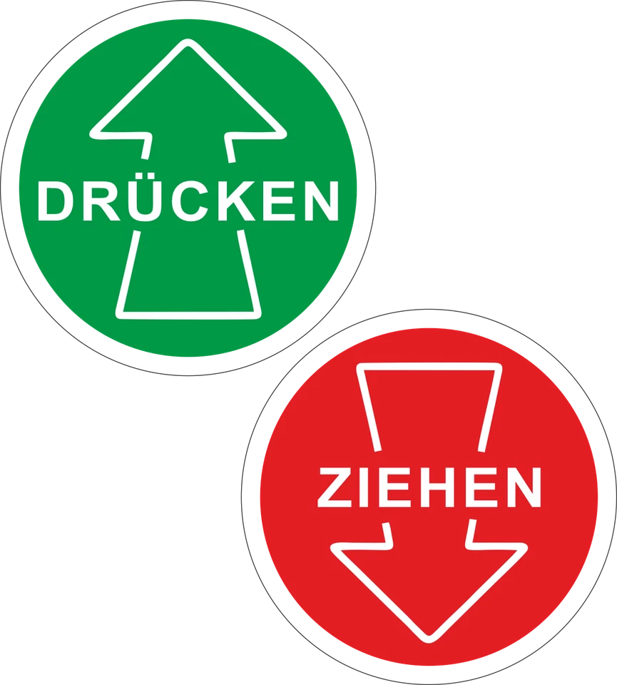 DRÜCKEN ZIEHEN Aufkleber Türaufkleber Hinweiszeichen Eingang Ausgang 6205