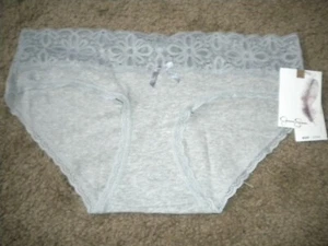 Jessica Simpson heather gray bikini panty with lace waist & around legs NWT S 5 - Picture 1 of 1