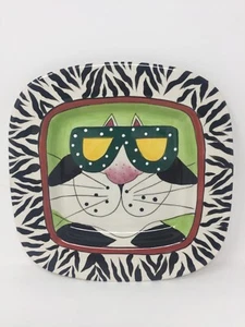 SWAK Linda Corneille 2001 Character Collectibles Square Plate Cat w/ Sunglasses - Picture 1 of 3