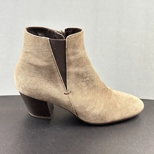 Aquatalia Damen-Stiefeletten 8 taupe Faylynn genarbtes Wildleder Boho-Booties Reißverschluss - Bild 1 von 15