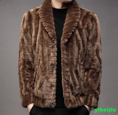Winter Mink Fur Coat Men's Loose Plush Warm Jacket Winter Warm Overcoats Fashion - Image 1 of 4