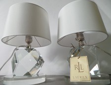 Ralph Lauren Crystal Lamps | eBay - RALPH LAUREN PAIR FACETED LAMPS CRYSTAL WHITE SHADE SIGNED DESK TABLE  EVANNA NEW