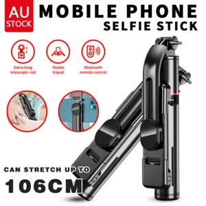 Long Selfie Stick Tripod Stand Remote Bluetooth For iPhone14 13 12 11 Pro XS MAX - Picture 1 of 15