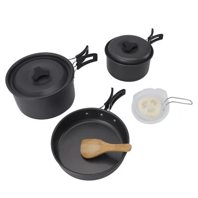 Camping Pots Pans Set Fast Even Heating Camping Cookware Aluminum Oxide Complete - Image 1 of 4