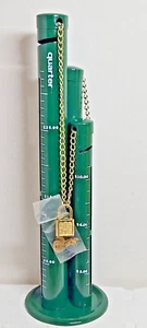 Vt Metal 3 Tower Coin Sorter Triple Tube Bank Quarter Dime Nickel Lock Key Green - Picture 1 of 9