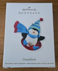 2011 Hallmark Keepsake Christmas Ornament = Sledding Penguin GRANDSON New - Picture 1 of 1