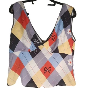 Lisa dice Gah! Top CAMI colorato Argyle FIORE stampa nastro scollo a V carino taglia XL 🌸 - Foto 1 di 11
