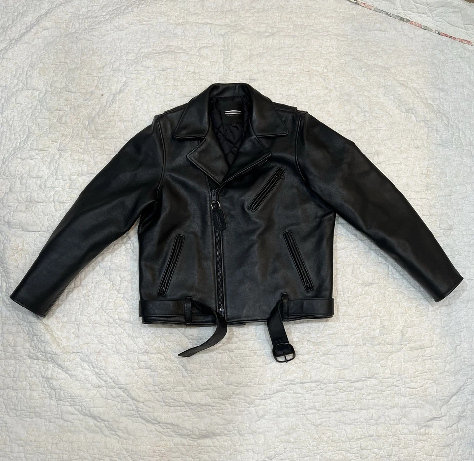 Harley Davidson Vanson Belted Leather Biker Jacket Black Large L - Image 1 of 4