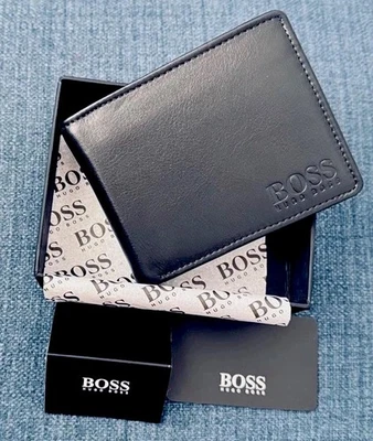 New  Hugo Boss Black Leather Credit Cardholder Wallet - Image 1 of 4