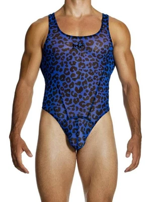 MODUS VIVENDI Leopard Thong Bodysuit, Animal Print, Red & Blue - Image 1 of 4