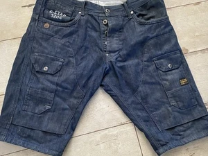 G Star Thick Durable CB Structor Dark Denim Shorts -34 Waist But Measures 18-19 - Picture 1 of 7