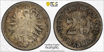 1875-G Germany 20 Pfennig PCGS MS65 Lot#G1262 Silver! Gem BU! J-5 - Image 1 of 4