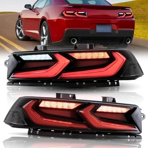 VLAND Red Lens LED Tail Lights For 2014-2015 Chevrolet Chevy Camaro Rear Lamps - Picture 1 of 13