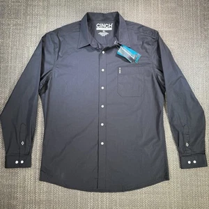 Camicia Cinch Uomo XL Nera Arena Flex Vestibilità Moderna Bottoni Cowboy Western Nuova con etichette - Foto 1 di 23
