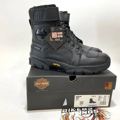 NUEVAS Botas de Motocicleta Harley Talla 10.5 Para Hombres Maxson 6.25" Cuero Negro D96312-10.5 Foto 1 de 4