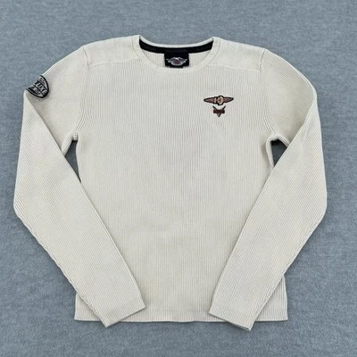 Harley Davidson свитер женщин средний кремовый бежевый длинным рукавом мотоциклиста - Изображение 1 из 4