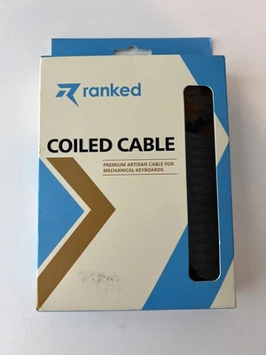 Ranked Coiled Keyboard Cable Handcrafted Double Sleeved Braided Cable USB Black - Image 1 of 3