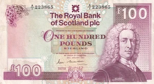 SCOTLAND 100 Pounds 1990 P-350a VF Banknote - Picture 1 of 4