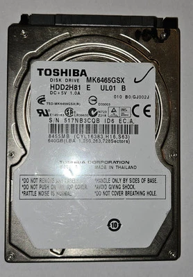 Toshiba 640GB MK6465GSX 5400 RPM SATA 2.5" Laptop HDD Hard Drive - Image 1 of 3