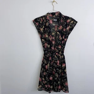 Women’s Reformation Black Mini Dress in Floral Size 0 Boho Festival Spring Sheer - Picture 1 of 10