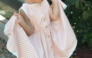 Omi Jo Well Dressed Wolf Library Dress Peach Check Size 6 years NWOT - Picture 1 of 6