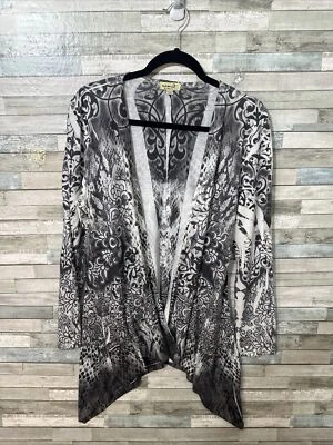 Cárdigan para mujer One World gris asimétrico blanco talla grande  Foto 1 de 4