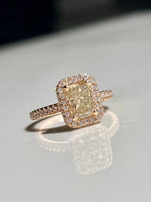 2CT Yellow & White Radiant Cut Diamond Ring 14KT Yellow Gold - image 1 of 4