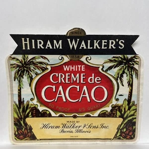 Hiram Walker's White Creme de Cacao Hiram Walker & Sons Inc. Peoria, IL Label - Picture 1 of 2