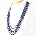 185.50 Cts Natural Blue Tanzanite 5 Strand Round Shape Faceted Beads Necklace