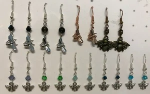 Plated Bee/Wasp Earrings, some with Beads, on Plated Hooks - Picture 1 of 27