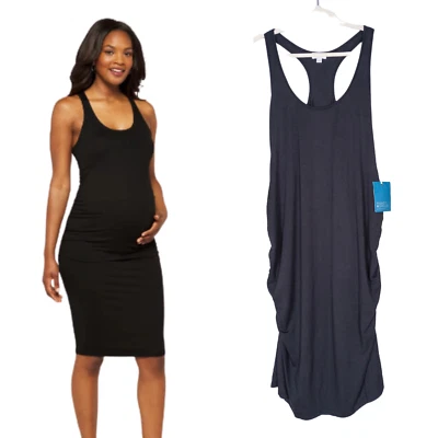 MARKET & SPRUCE Stitch Fix Black Ren Maternity Racerback Midi Dress Women's 2X - Image 1 of 4
