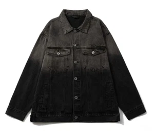 Men's Denim Jacket Cotton Gradient Denim Coat Size XL - Picture 1 of 5