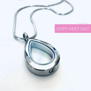 Teardrop Urn Necklace for Human Ashes | Memorial Jewelry Cremation Necklace - Picture 1 of 9