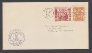 Philippines Sc 408 FDC. 1936 2c Pres. Quezon, uprated with Sc 402, fresh, bright - Picture 1 of 1