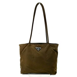 PRADA Tote Bag Nylon Khaki olive Plate Authentic - Picture 1 of 18