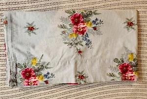 CHAPS Home Nantucket Blue Stripes Floral Queen Multicolor Flat Sheet 100% Cotton - Picture 1 of 11