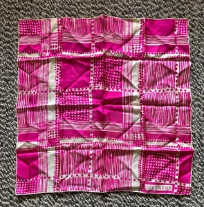 Vintage Mid-Century 60's Givenchy Hot Pink Silk Bandana - Picture 1 of 5
