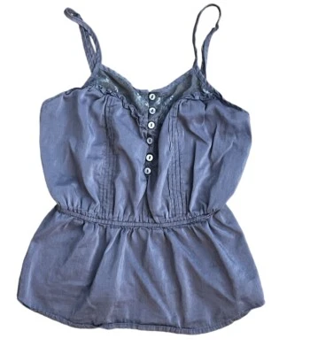 Vtg Y2K Purple Ruffle Babydoll Cami Silk Blend Fairy Tank Top Lace Pleats XS - Image 1 of 4