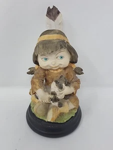 Vintage Giuseppe Armani Skulptur Gulliver's World Indianer Mädchen Welpe Hund 8 Zoll - Bild 1 von 6