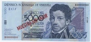 Venezuela 5000 Bolivares 25-5-2004 Pick 84.s UNC Uncirculated Banknote Specimen - Picture 1 of 2