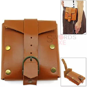 Adventurers Medieval Leather Belt Pouch Large Renaissance Bag w Buckle 7oz Thick - Picture 1 of 4