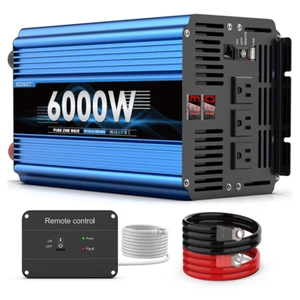 3000W 6000W Inversor de Potencia Onda Sinusoidal Pura 12V 110V 120V Coche Barco Camping Control Remoto - Imagen 1 de 9