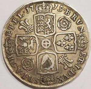 ** Great Britain ** 1715 George I ** 1/2 Crown ** Scarce - Picture 1 of 4