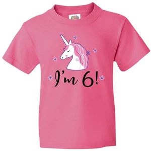 Inktastic 6th Birthday Cute Unicorn Youth T-Shirt Six 6 Year Old Girls Party Im - Picture 1 of 6