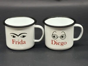 Frida Kahlo & Diego Rivera Enamelware Coffee Cup Mugs By Malinalco - Picture 1 of 7