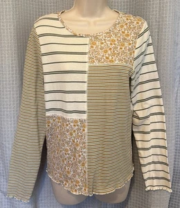 AMERICAN EAGLE WOMEN’S LONG SLV TOP, KNIT, XL. PRINT & STRIPE. CUTE. VGC U - Picture 1 of 3