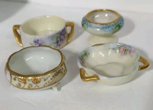 Lot Of 4 Assorted Antique Salt Cellars Porcelain China Bavaria & 1 Nippon - Picture 1 of 10
