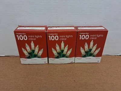 Lot Of 3 Holiday Time 100 CT Clear Mini Lights Green Wire For Christmas Weddings - Image 1 of 4