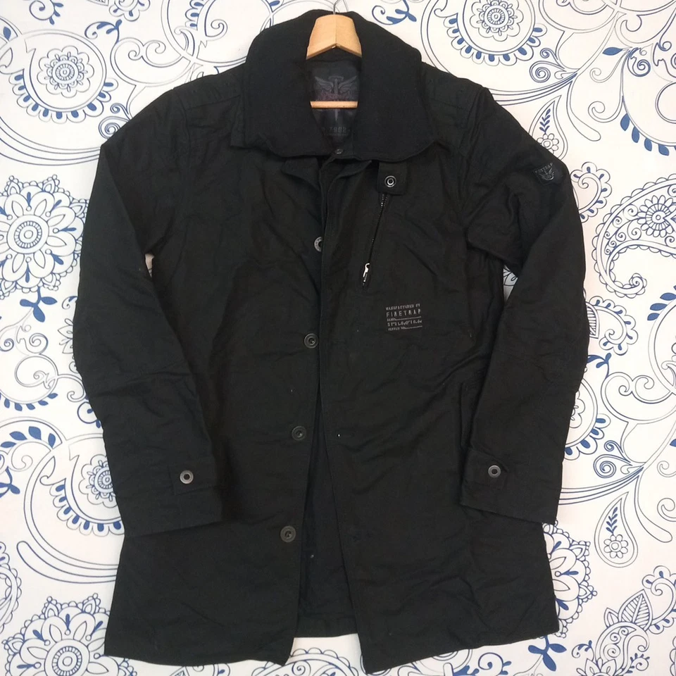 FIRETRAP BLACK COAT DARK CAPPOTTO UNDERGROUND TURF FCAW08 TG M DOPPIA CHIUSURA  - Imagen 1 de 4