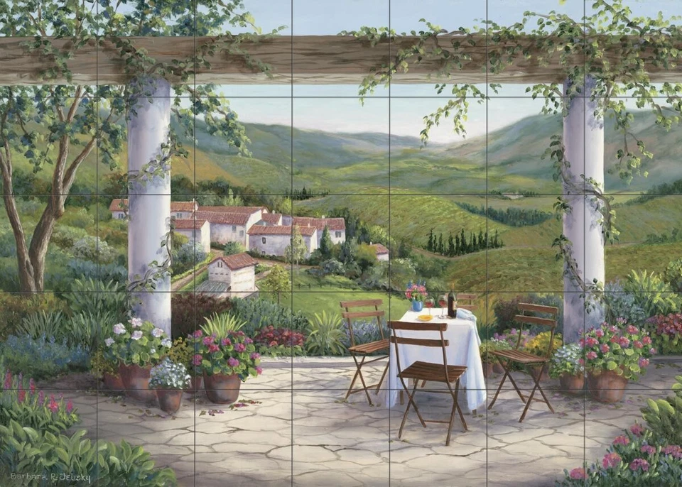 Mural de azulejos salpicadero de cocina - Tarde en la vid - por Barbara Felisky Foto 1 de 1